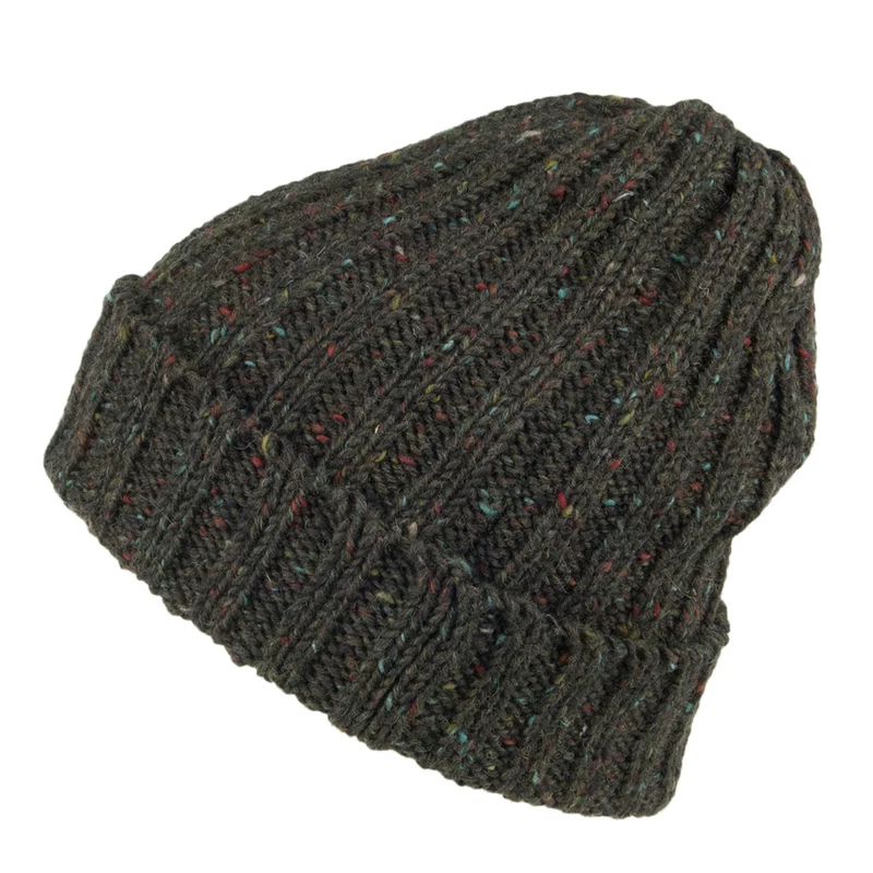 Highland 2000 Kilcarra Beanie Mütze mit Umschlag aus Wolle - Waldgrün