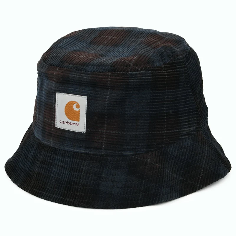 Carhartt WIP Kord Fischerhut mit Karomuster - Marineblau-Braun