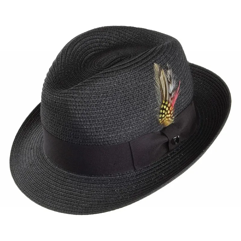 Jaxon & James Pinchcrown Trilby Toyo-Strohhut Schwarz Großhandel