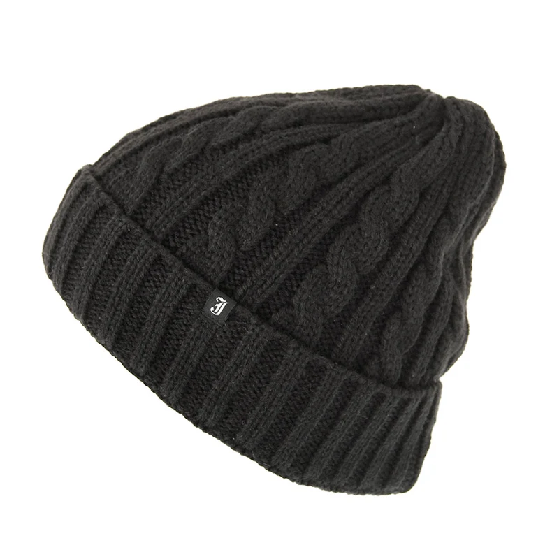 Jaxon & James Zopfstrickmuster Beanie Mütze Schwarz Großhandel