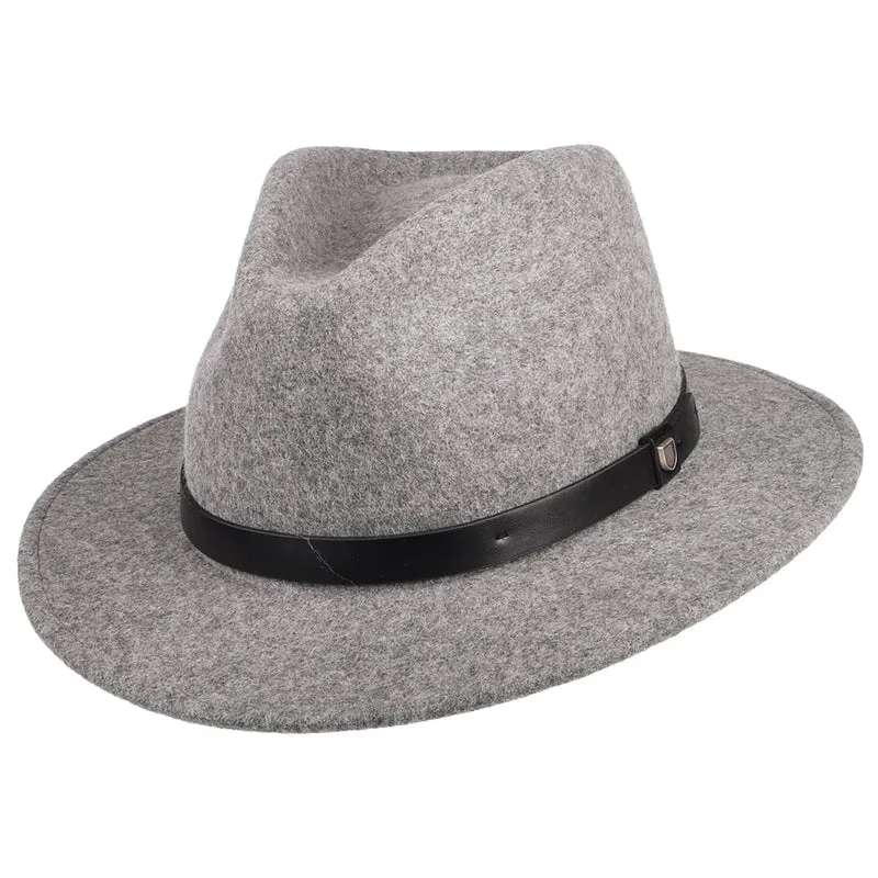 Brixton Messer Fedora Hut aus Wollfilz - Meliertes Grau