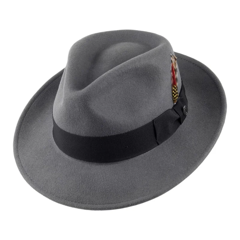 Jaxon & James Crushable C-Crown Fedora Wollfilzhut Grau Großhandel