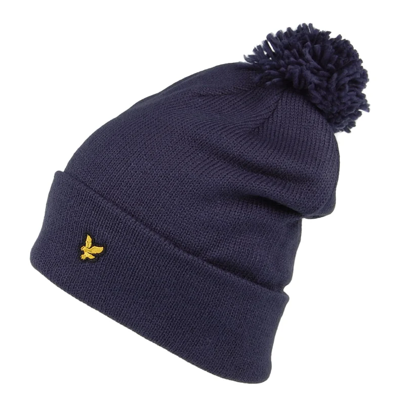 Lyle & Scott Gestrickte Bommelmütze - Dunkles Marineblau