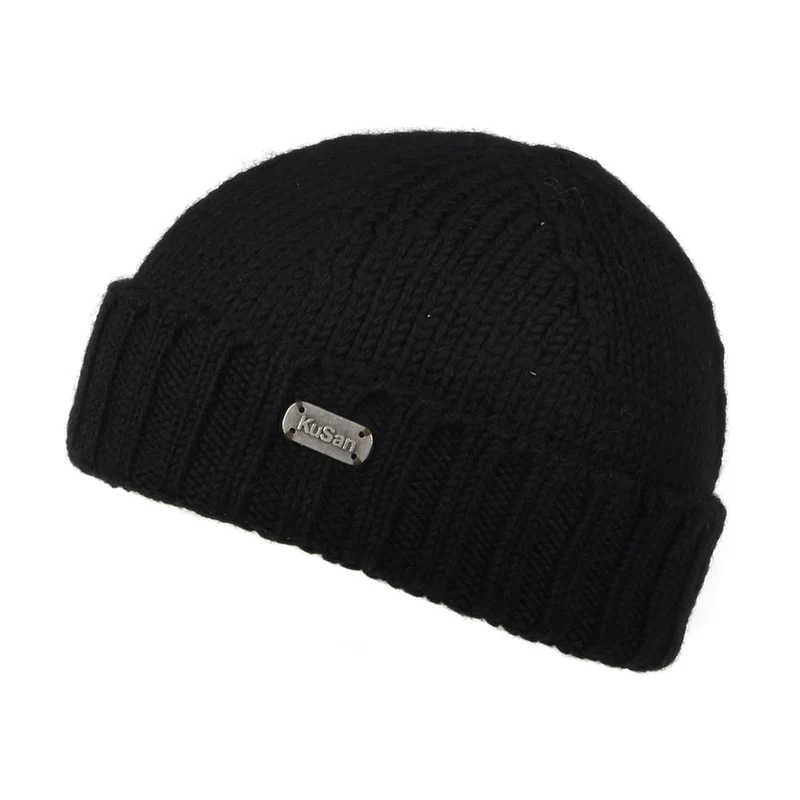 Kusan Beanie Mütze aus Merinowolle - Schwarz