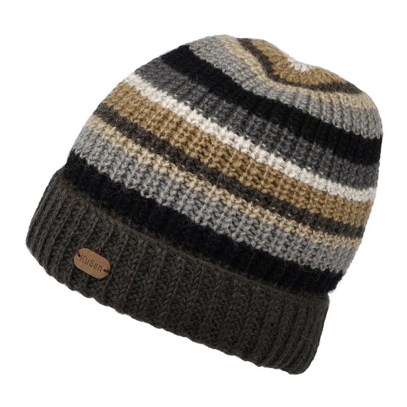 Kusan Cardi Rib Turn Up Beanie Mütze - Anthrazit-Multi