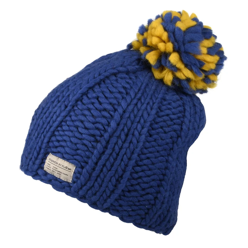 Kusan Unity Pom Bommelmütze - Blau-Gelb
