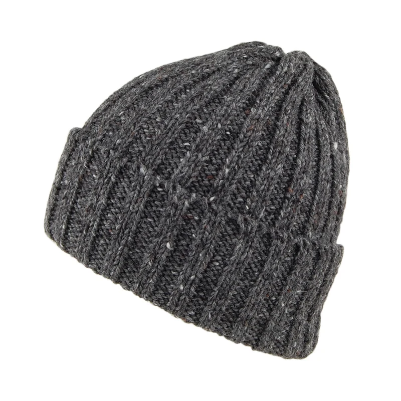 Highland 2000 Kilcarra Beanie Mütze mit Umschlag aus Wolle - Anthrazit