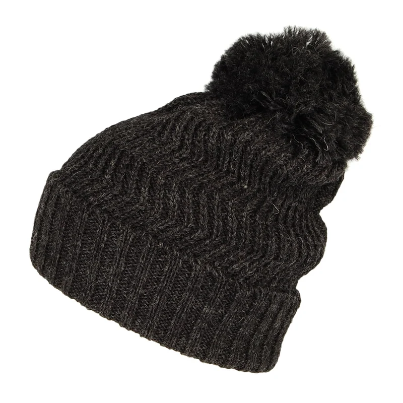 Highland 2000 Zickzack Bommelmütze - Anthrazit