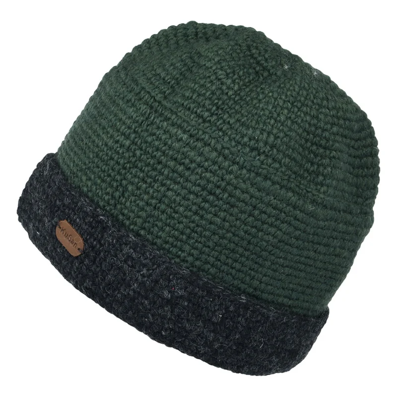 Kusan Turn Up Gehäckelte Beanie Mütze - Grün