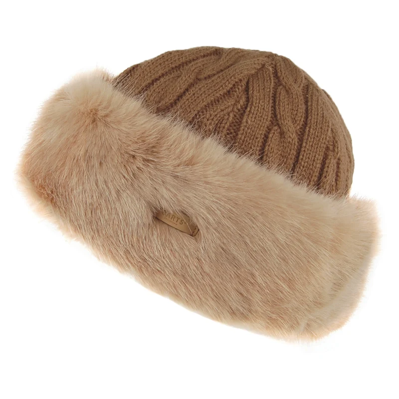 Barts Beanie Mütze Cable aus Kunstfell - Hellbraun