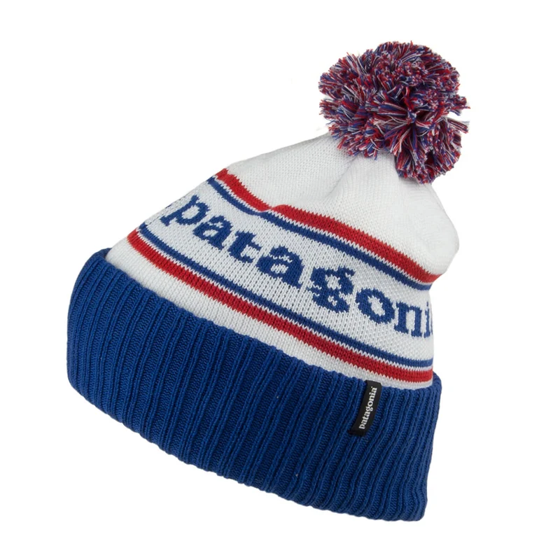 Patagonia Park Stripe Powder Town Bommelmütze - Weiß-Blau